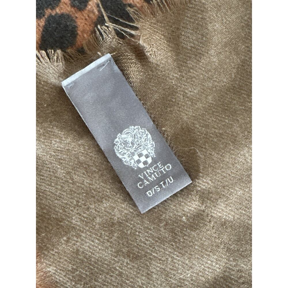 Vince Camuto Scarf Wrap Animal Print Brown Black w/Eyelash Fringe 32" x 76" Chic - Picture 5 of 8